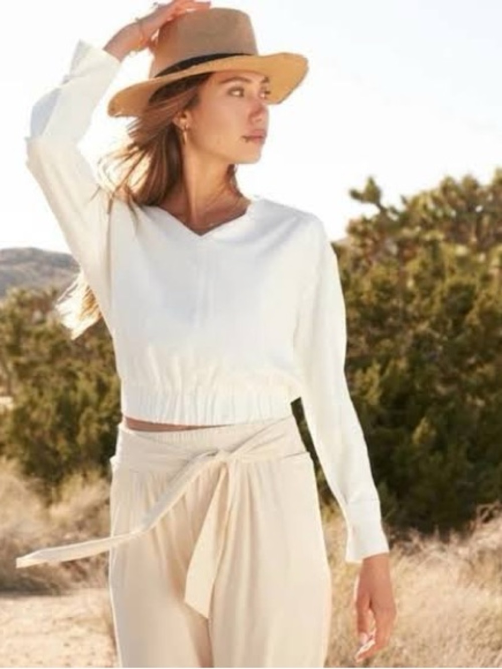 ADAY Chill Out Long Sleeve Blouse Ivory White Cream Sz Small